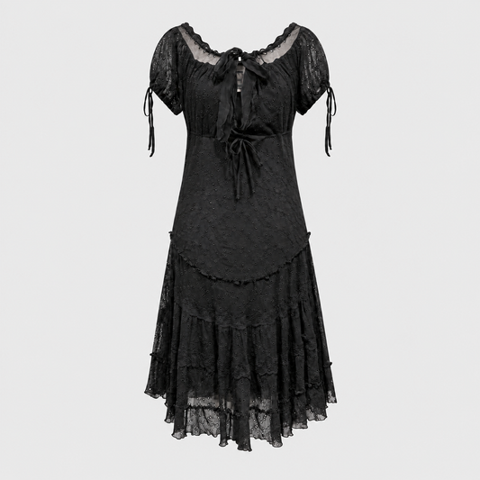 Black Eyelet Lace Dress Jean Paul Gaultier 2000s