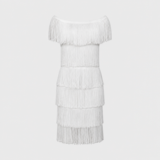 White Fringe Dress Loris Azzaro 1969