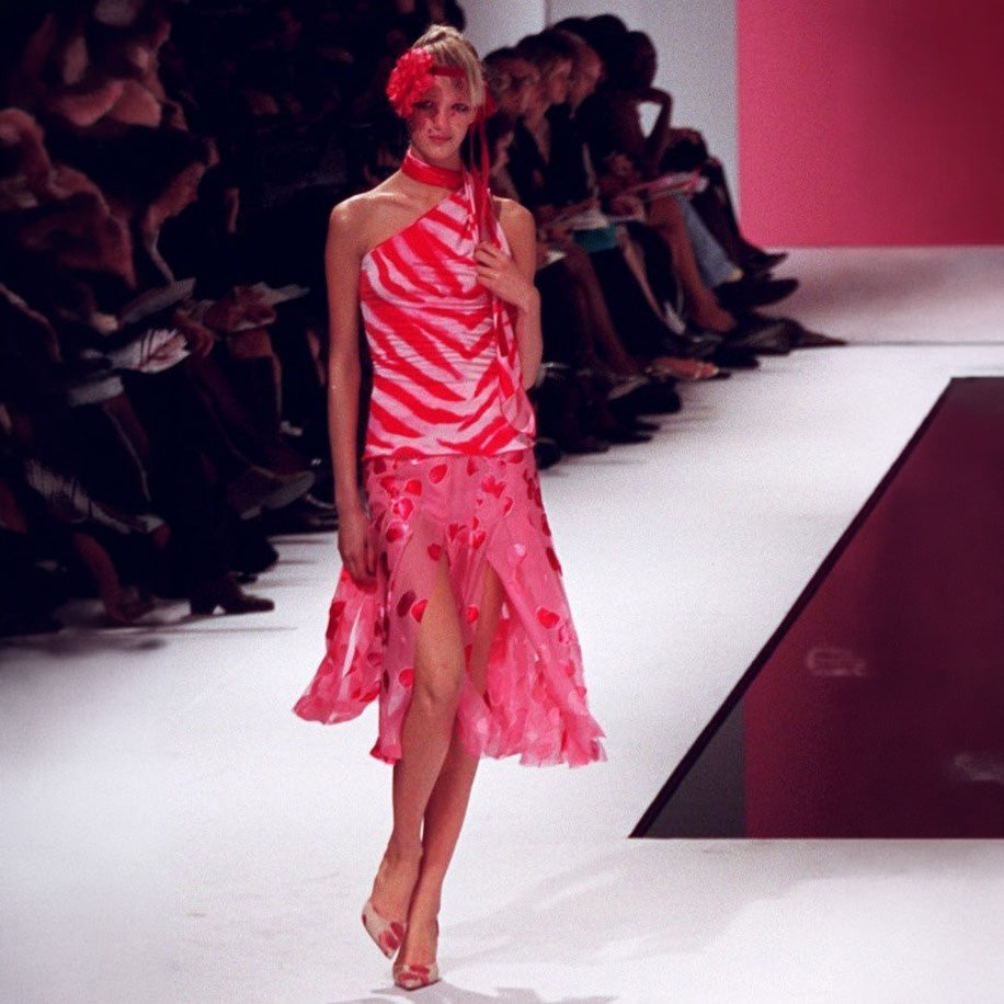 Asymmetric Zebra Print Halter Top Ungaro SS 2001 by Giambattista Valli